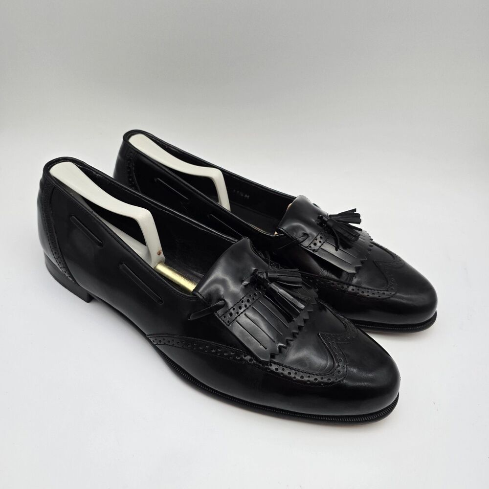 VTG Johnston & Murphy Aristocraft Black Wing Tip Kiltie Tassel Loafers 11.5M